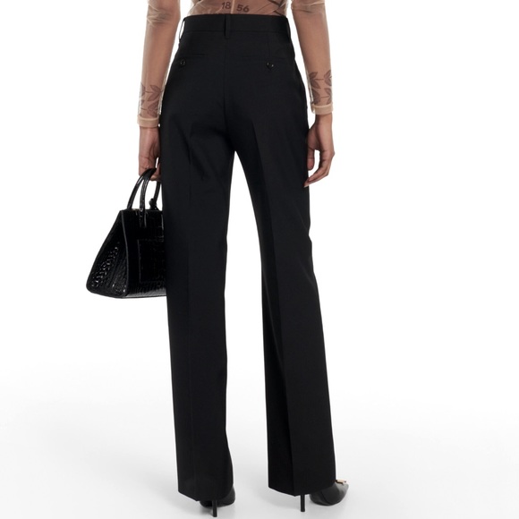 BURBERRY NWT Luxury Ladies Black Wool Straight Unhemmed Trousers - Picture 4 of 6